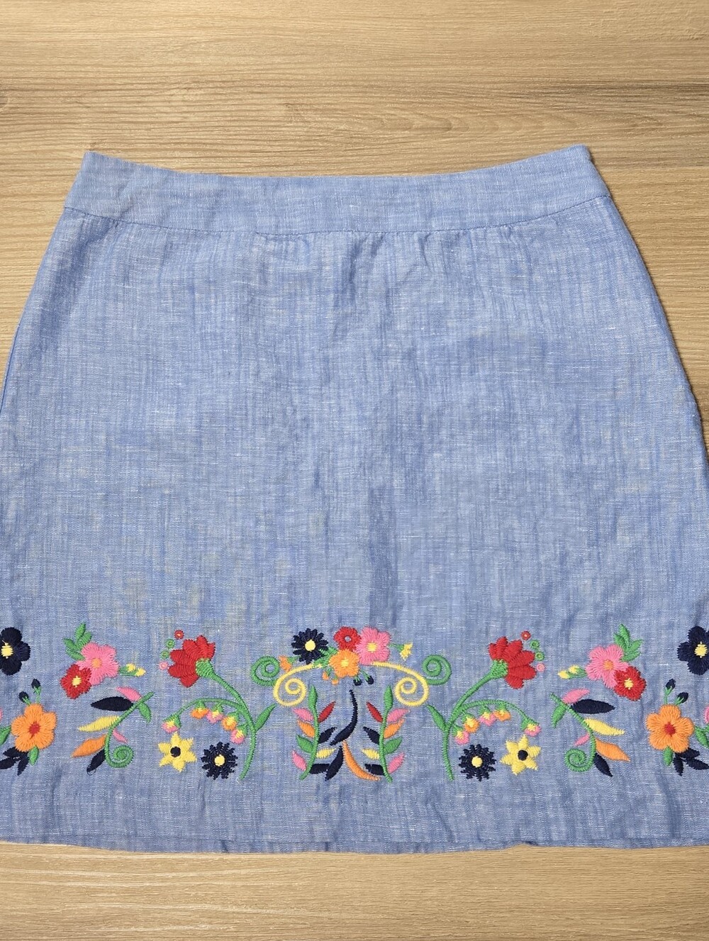 Talbots Light Blue Embroidered Mini Skirt